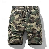preiswerte Klassiker-Herren Cargo-Shorts Shorts mit Camouflage-Muster Shorts Sommershorts Kordelzug Elastischer Bund Mehrere Taschen Tarnung Komfort tragbar Knielang Outdoor Sport Täglich Mode Lässig Blau Khaki