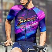 abordables Maillots pour hommes-Homme Maillot de cyclisme Manche Courte Cyclisme T-shirt Maillot avec 3 poches arrière VTT Vélo tout terrain Respirant Séchage Rapide Design Anatomique Évacuation de l&#039;Humidité Pourpre foncé Bleu