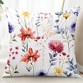 お買い得  花と植物のスタイル-フローラル装飾トスピローカバー1枚ソフトスクエアソファクッションケース枕カバー寝室リビングルームソファチェア用
