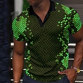 cheap Men&#039;s Geometric Polo-Men&#039;s Geometric Polo Shirts Golf Shirt Short Sleeve Polo Shirts Collared Shirts Casual Vacation Wear Formal Wear Festival Wear Buttons 3D Print Black Yellow Pink
