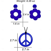 baratos Conjuntos-Retro Vintage Anos 60 Anos 70 Traje Cosplay Roupa Conjunto de acessórios Hippie Mulheres Carnaval Baile de Máscaras Espetáculo Festa Parada do Orgulho Adulto 1 Colar Blusa Brincos