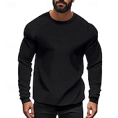 preiswerte Basic-T-Shirts-Herren T Shirt T-Shirt Langarmshirt Langarm Rundhalsausschnitt Sommer Frühling Einfach Mode Designer Basic Jacquard Urlaub Straße Ausgehen Schwarz Weiß Khaki Top T-Shirt für Herren