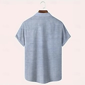 halpa Geometric Pattern-Miesten Geometrinen Raidoitettu Paita Rento paita Button Up paita Lyhythihainen Muoti rento Loma Pyhäpäivä Katuvaatteet Kesä Sänkyjen avaus 3D-tulostus kauluspaidat Edessä yksi tasku Vaalea purppura
