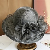 お買い得  パーティーハット-帽子 オーガンジー サンハット ウェディング ホリデーティーパーティー 競馬 カクテル エレガント ビンテージ かわいい 花のヘッドドレス 帽子