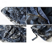 baratos Clássico-Homens Capri Cargo Shorts Calças Capri Shorts camuflados Cintura elástica Bolso multi Bolso com aba camuflagem Conforto Vestível Comprimento da panturrilha Ao ar livre Esporte Diário Moda Casual Azul