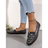preiswerte Damenhausschuhe und -halbschuhe-Damen-Slipper mit Strasssteinen – glitzernde, ausgehöhlte flache Schuhe zum Gehen und Autofahren