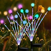 baratos Luzes de chão-2 peças led luzes solares externas luzes de vaga-lume inserção de solo luzes de pátio poste brilhante pátio jardim caminho gramado casamento festival festa atmosfera