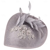 baratos Chapéus e Fascinators-Peça para Cabeça Linho Artificial Penas Casamento Festa de Noite Elegante Casamento Com Penas Capacete Chapéu