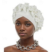 baratos Capacete de Casamento-Chapéu Combinação Poliéster / Algodão Chapéu mole turbantes Casamento Casual Boho Com Fru-Fru Cor Pura Capacete Chapéu