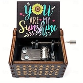 お買い得  Acessórios para festa-1個 You Are My Sunshine オルゴール 手回し式 木製 ビンテージ レーザー彫刻 小型オルゴール 奥様/お父様へのギフト 誕生日/クリスマス/記念日/結婚式/バレンタイン/母の日ギフト