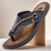 economico Infradito da Vacanza-infradito da uomo in similpelle marrone di lusso con design in rilievo e cinturino intrecciato - calzature comode e di alta qualità per uscite casual ed eleganti