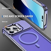 economico Cover per iPhone-telefono Custodia Per iPhone 16 Pro Max Plus iPhone 15 Pro Max Plus iPhone 14 13 12 Pro Max Plus Copertura Posteriore con Supporto Magnetico Supporta la Ricarica Wireless Retrò Metallo