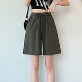 economico Fondamenti Falsi Essenziali-Per donna Finto cotone e lino Shorts Pantaloni Eleganti Pantaloncini Estivi Moda Corto Naturale Semplice Tasca Design con Coulisse Elastica All'aperto Confortevole All'aperto Vacanza Rosso Verde