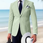 billiga Blazer-herr seersuckerkavaj sportjacka sommar lätt mode randig rosa himmelsblå salvia standard passform