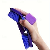 abordables Apoyo y Cuidado Animal-Cepillo versátil de cerdas suaves para caballos: herramienta de aseo flexible y multiángulo para caballos y vacas, ideal para bañar y limpiar.