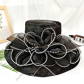 abordables Sombreros de fiesta-Sombreros Sombrero de Sol de Organza Boda Vacaciones Fiesta de Té Carrera de Caballos Cóctel Elegante Vintage Protección Solar Con Adorno Floral