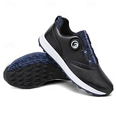 cheap Men&#039;s Golf Shoes-Men&#039;s Modern White Golf Shoes with Blue Detailing, Lace-Up Design, Breathable Upper, Perfect for Professional Golfers