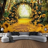 economico arazzo paesaggistico-Tappeto appeso paesaggio girasoli grande decorazione murale fotografica sfondo coperta tenda decorazione per casa camera da letto soggiorno