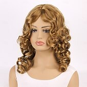 abordables Perruques de fête-Perruque Synthétique Ondulé Tissage bouclé Coupe Asymétrique Avec queue de cheval Fabriqué à la Machine Perruque 20 pouces A1 Cheveux synthétiques Femmes Classique Confortable Dégradé de couleur Blond