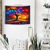 billiga Blacklight tapestries-Svartljus Tapestry Lysande i Mörkret Glow Party UV-Reaktiv Livets Träd Drömlik Dimig Natur Landskap Hängande Tapestry Väggkonst Mural för Vardagsrum Sovrum