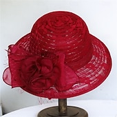 billige Partyhatter-Hatter polyester Solhatt Bryllup Ferie Te Fest Hesteløp cocktail Elegant Årgang Solbeskyttelse Med Blomster Hodeplagg Hodeplagg
