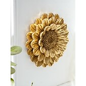 cheap Wall Sculptures-Vintage Gold and Silver 3D Floral Wall Decor, 7.7x7.7 Inch Resin Wall Hanging, Elegant Flower Ornament for Home, Hotel, Accent Wall, and Cultural Wall Decoration