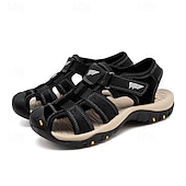 abordables sandalias de exterior-Sandalias deportivas multitirantes verdes y marrones para hombre con velcro ajustable y suela antideslizante para aventuras al aire libre