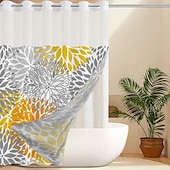cheap Shower Curtains-No Hook Leaves Pattern Shower Curtain 180cm*180cm(70&quot;*70&quot;), Double Layer Waterproof Bathtub Curtain with Snap-in Fabric Liner &amp; Sheer Top Window for Bathroom Decor