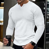 economico T-shirt in maglia a coste-Per uomo Maglietta Maglietta a Maglia a Coste Camicia a Maniche Lunghe Manica Lunga Scollo a V Estate Semplice Striscia di Fossa Moda Designer Essenziale Lavoro a maglia Vacanza Streetwear Uscire