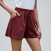 economico Pantaloncini in lino di cotone-Per donna Pantaloncini in cotone e lino Shorts Moda Streetwear Corto Naturale Semplice Tasca Design con Coulisse Elastica Comodo All&#039;aperto Confortevole Streetwear Abbigliamento quotidiano Uscire