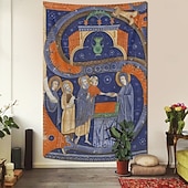 cheap Medieval Tapestry-Medieval Tapestry Middle Age Tapestry Gothic Art Large Tapestry Mural Decor Photograph Backdrop Home Bedroom Living Room Manuscript Illumination with the Beheading of Saint Paul in an Initial S