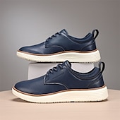 cheap Men&#039;s Sneakers-Men&#039;s Navy Blue Leather Oxford Shoes – Classic Lace-Up Dress Shoes for Business &amp; Formal Events