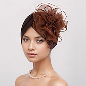 abordables Tocado de Boda-Sombreros Mezcla de Poliéster y Algodón Red Sombrero flexible turbantes Formal Boda Princesa Con Flor Color Puro Celada Sombreros