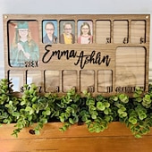 cheap Graduation-Graduation School Picture Frame, Pre-K to 12, Wooden Photo Frame for School Years (K-12), 14 Photo Slots, Ideal Graduation Gifts &amp; Party Decor for Children and Classmates