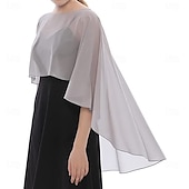 abordables Cape Châle-Écharpe Femme Élégant Sans manches Chiffon Boléros de Mariage Avec Couleur unie Pour Soirée Printemps &amp; Été