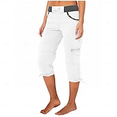 economico pantaloni cargo da donna-Per donna Taglia EU / US Semi-lungo Moda Casual Lunghezza al ginocchio Naturale Semplice Base Confortevole Inelastico Casual Quotidiano Giacinto Tessuto almond Nero 3 # Bianco Estate Primavera