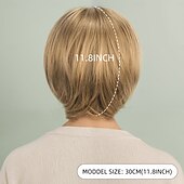 tanie starsza peruka-Peruki syntetyczne Bouncy Curl Kinky Straight Fryzura asymetryczna Schludna grzywka Tkany maszynowo Peruka 30 cali A1 Włosie synetyczne Damskie Klasyczny Wygodny Przejście kolorów Wielokolorowy