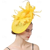 billiga Hattar och fascinators-Huvudbonad Faux Linne Fjädrar Bröllop Kvällsfest Elegant Bröllop Med Fjäder Hårbonad Huvudbonader