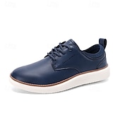 cheap Men&#039;s Sneakers-Men&#039;s Navy Blue Leather Oxford Shoes – Classic Lace-Up Dress Shoes for Business &amp; Formal Events