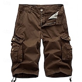 baratos Clássico-Homens Bermuda Cargo Calção Shorts de verão Bolso multi Bolso com aba Tecido Conforto Vestível Comprimento do joelho Ao ar livre Esporte Diário Moda Casual Preto Vinho