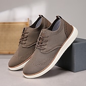 cheap Men&#039;s Sneakers-Men&#039;s Breathable Knit Brogue Sneakers - Casual Lace-Up Lightweight Shoes for Daily Wear &amp; Walking