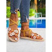 economico Infradito da Vacanza-sandali floreali boho da donna – ballerine con cinturini e fiori ricamati colorati per l&#039;estate, la spiaggia e lo stile casual all&#039;aperto