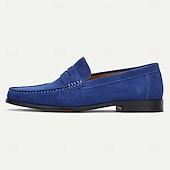 levne Prémiové kožené mokasíny-pánské prémiové mokasíny z hovězí kůže, modré semišové mokasíny, elegantní pohodlný design pro běžné i obchodní příležitostné nošení