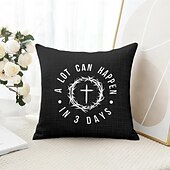 billiga Kuddfodral för semester-Påsk Jesus Dekorativa Kuddöverdrag MYCKET KAN HÄNDA PÅ 3 DAGAR 1PC Mjukt Fyrkantigt Soffkuddcase Kuddöverdrag för Sovrum Vardagsrum Soffa Stol
