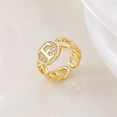 voordelige Geschenken-gepersonaliseerde letterring, cadeau voor moeder, 18k vergulde koperen ring, glad hartontwerp, verstelbare open band met zirkoon, stijlvolle en veelzijdige sieraden voor vrouwen