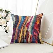 baratos Estilo Vintage-Capa de Almofada Decorativa de Patchwork Geométrico 1PC Capa de Almofada Quadrada Macia para Sofá Capa de Almofada para Quarto Sala de Estar