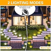 voordelige Buiten spots-8 stuks solar grondspot geometrische lamp, roestvrij staal warm licht/wit licht buitenlandschap lamp, 8led roterende schijflamp, tuinlandschap gazonverlichting lamp, staande lamp, grondlamp,