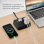 お買い得  家庭用器具-1個の電源タップサージプロテクタフラットプラグデスクトップ充電ステーション、過負荷保護機能付き、ホームオフィス旅行用コンピュータ用