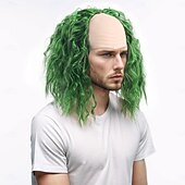 abordables Perruques de fête-Perruque Synthétique Ondulé Tissage bouclé Coupe Asymétrique Avec Bandeau Fabriqué à la machine Perruque 30 pouces A1 Cheveux Synthétiques Homme Classique Confortable Dégradé de Couleur Vert