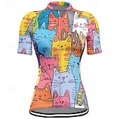 baratos Camisolas femininas-Mulheres Camisa para Ciclismo Gato Manga Curta Moto Camiseta Camisa / Roupas Para Esporte com 3 bolsos traseiros Ciclismo de Montanha Secagem Rápida Design Anatômico Capilaridade Respirável Esportes